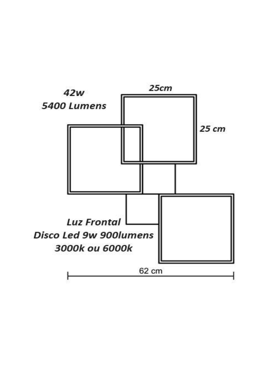 Plafon de Sobrepor Quadrado LED 42W - Estilo Escandinavo
